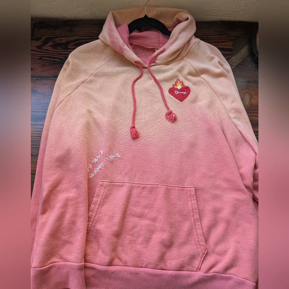 I Stole My Boyfriend’s Sweater Embroidered Hoodie Pink Ombre Size L (Estimated)